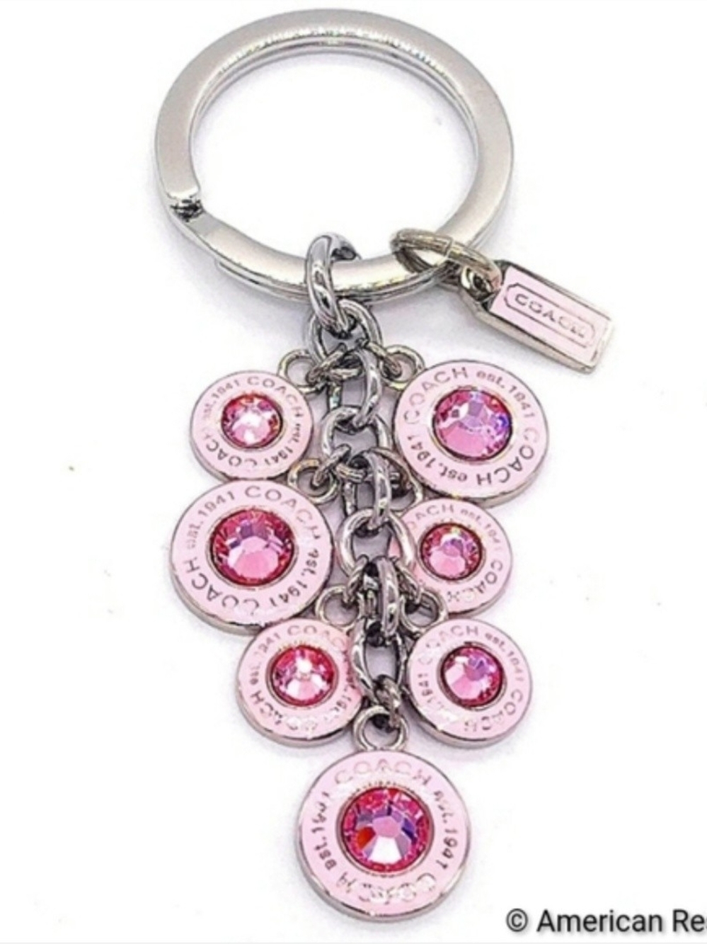 Vintage COACH Signature Multi Jewel Keychain Fob Purse Charm #1734 BCA Awareness